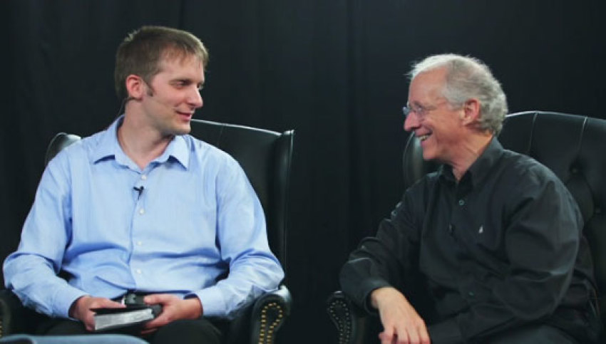 John Piper (right) and Jason Meyer (left) speak about pastoral succession at Bethlehem Baptist Church in Minneapolis.