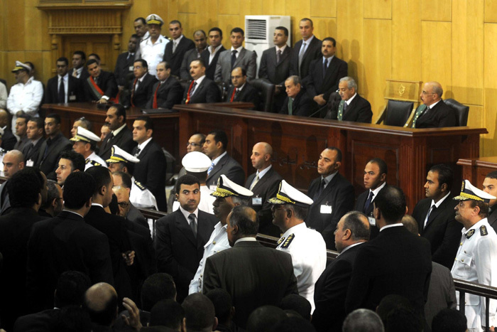 A general view of the court during the verdict hearing in the trial of ousted Egyptian president Hosni Mubarak in Cairo June 2, 2012. An Egyptian judge convicted Mubarak of complicity in the killings of protesters during the uprising that ended his 30-year rule and sentenced him on Saturday to life in prison.