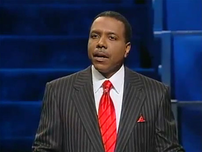 Creflo Dollar speaks to thousands of attendees at World Changers Church International, Sunday, June 10, 2012.