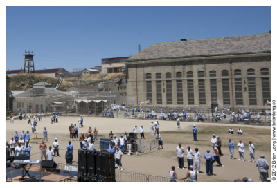 A shot of the prison yard at Folsom State Prison where Operation Starting Line and Luis Palau Association teamed up to minister to inmates during a recent event.