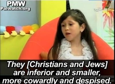 Young girl reciting a poem in which she says that Jews and Christians are 'cowardly and despised' and calls for Muslims to rise up against their enemies.