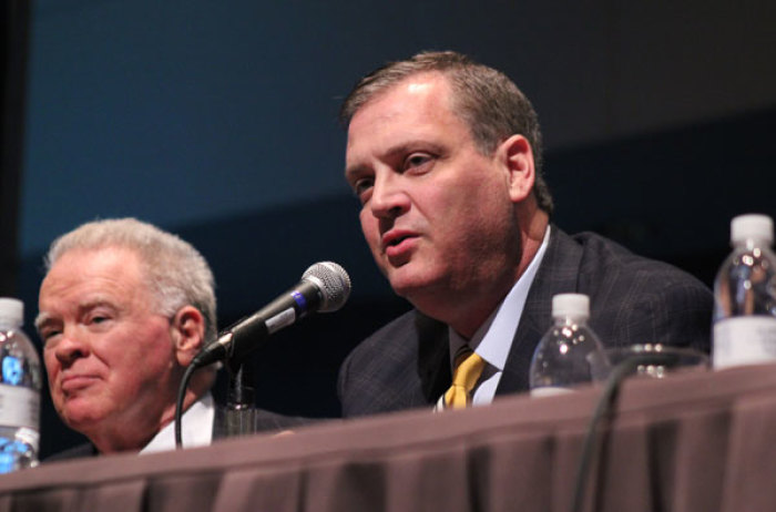 Dr. Albert Mohler speaks on a panel at a B21-hosted event during SBC's Annual Meeting in New Orleans, June 19, 2012.