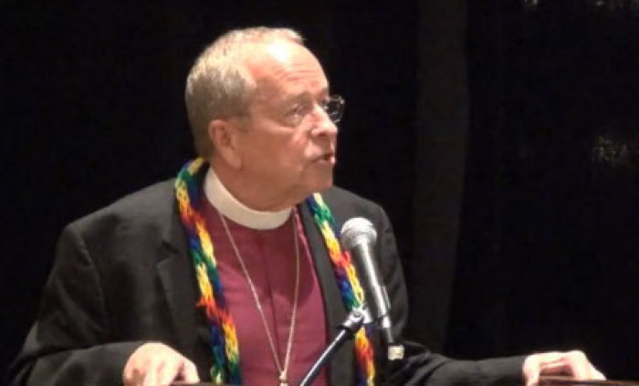 Gene Robinson, bishop of New Hampshire in The Episcopal Church, speaks at a More Light Presbyterians event on June 30, 2012.