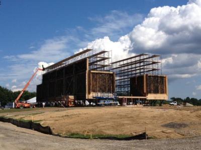 A photo of the life-size Noah's Ark being built for Darren Aronofsky's biblical epic movie. The director shared the image with followers on Twitter July 11, 2012.