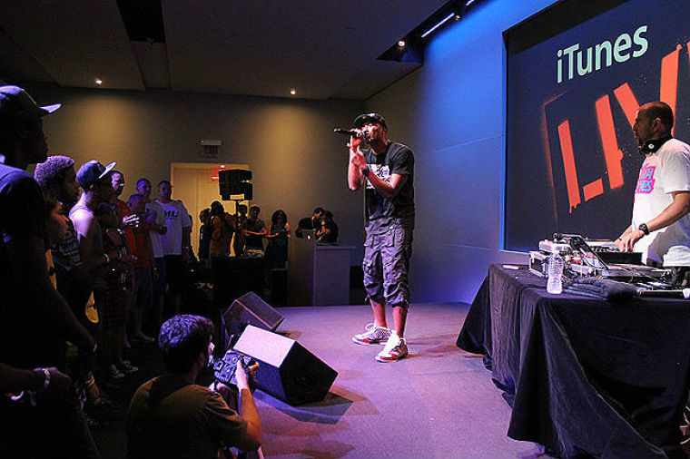 Lecrae performs at the Apple story in the SOHO neighborhood of NYC July 17, 2012.