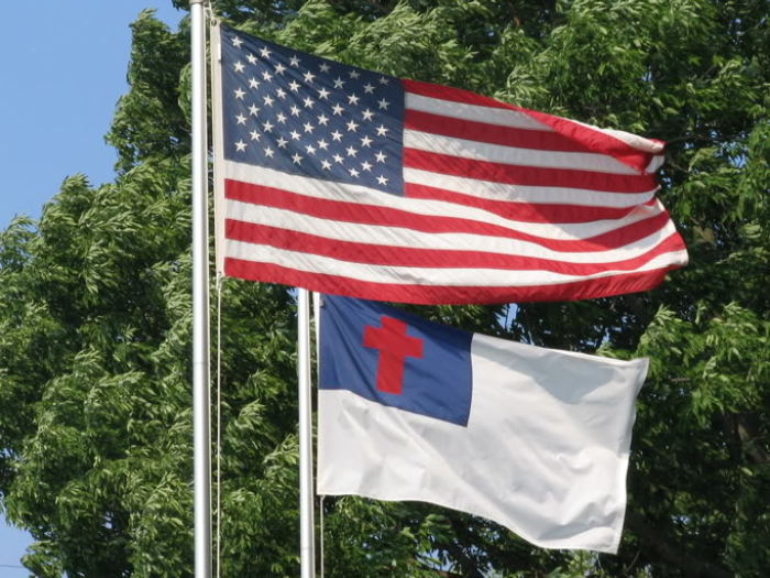 Christian Flag next to U.S. Flag