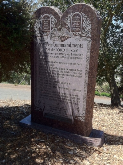 A Ten Commandments display in Knowland Park, California.