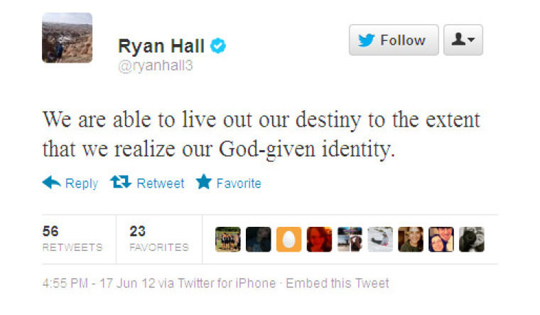 Runner Ryan Hall shares his views about God's part in his destiny with followers on Twitter.