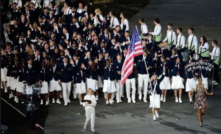 ESPN shared online an image of Team USA entering the Olympics Stadium, tweeting: "Team USA is rolling deep at the #Olympics. 529 athletes, one goal: gold."
