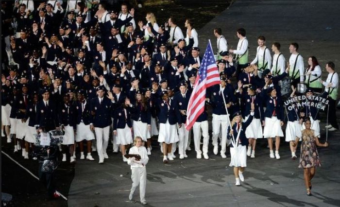 ESPN shared online an image of Team USA entering the Olympics Stadium, tweeting: 'Team USA is rolling deep at the #Olympics. 529 athletes, one goal: gold.'