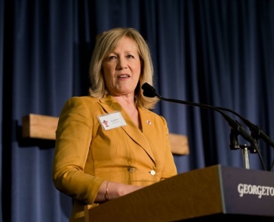 Kay Warren, speaking at the 2012 AIDS Summit at Georgetown University.