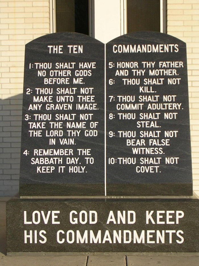 The Ten Commandments display at the courthouse of Dixie County, Fla.