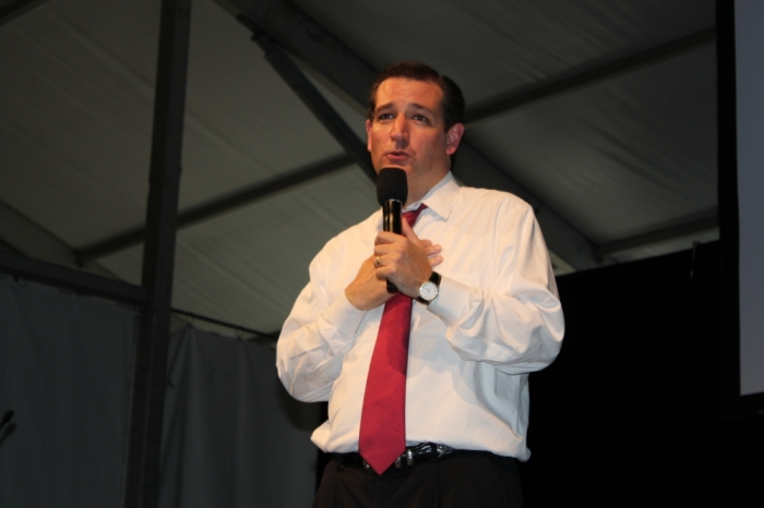 Sen. Ted Cruz (R-Texas), speaking at a 'Patriot Voices' event during the Republican National Convention in Tampa, Fla., when he was the Republican nominee for the U.S. Senate, Aug. 29, 2012.