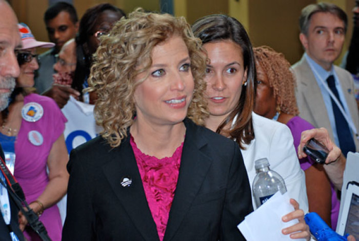 Democratic National Chairperson and Florida Congressman Debbie Wasserman-Schultz addresses the Faith Council at the Democratic National Convention in Charlotte, Sept. 3, 2012.