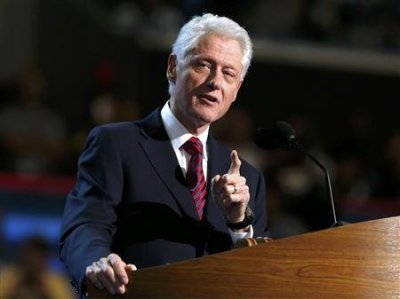 Former U.S. President Bill Clinton addresses delegates during the second session of the Democratic National Convention in Charlotte, North Carolina September 5, 2012.