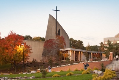 The chapel and campus of Franciscan University of Steubenville, Ohio.