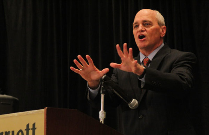 Paul Nyquist, president of Moody Bible Institute, speaks at the North American Mission Leaders Conference in Chicago, Illinois, on Thursday, Sept. 20, 2012.
