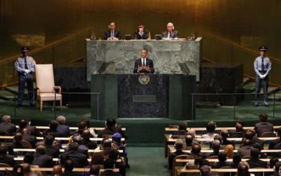 U.S. President Barack Obama addresses the 67th United Nations General Assembly at the U.N. headquarters in New York, September 25, 2012.