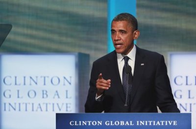 U.S. President Barack Obama speaks during the final day of the Clinton Global Initiative 2012 (CGI) in New York September 25, 2012. The CGI, which runs through September 25, was created by former U.S. President Bill Clinton in 2005 to gather global leaders to discuss solutions to the world's problems.