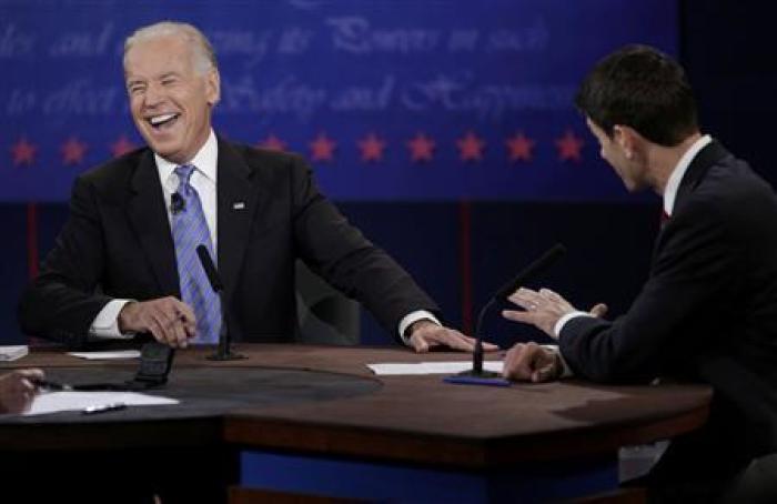 Vice President Joe Biden laughs during a debate Oct. 11, 2012, with GOP vice presidential nominee Paul Ryan at Centre College in Danville, Ky.