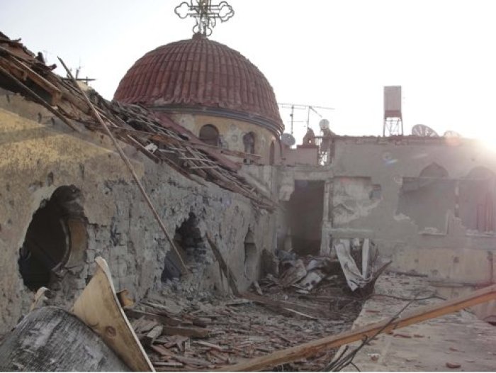 A general view of a damaged church in the old city of Homs October 5, 2012. Picture taken October 5, 2012.