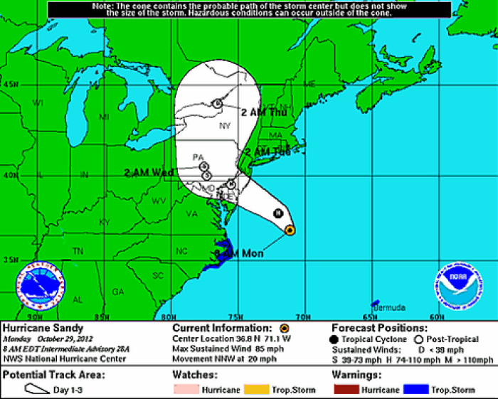 Hurricane Sandy Storm Tracker Map