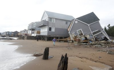 One of many homes badly damaged by Hurricane Sandy is pictured in the Cosey Beach neighborhood of East Haven, Connecticut October 30, 2012.
