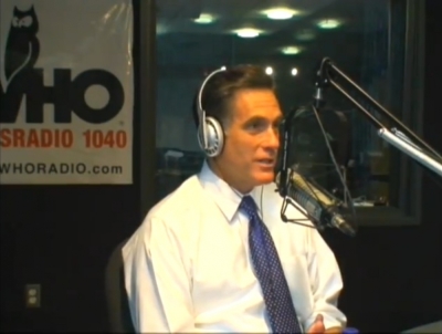 GOP Presidential candidate Mitt Romney on the WHO-AM in Des Moines in an August 2007 interview.