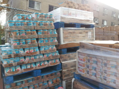 A picture taken of the goods being given out to victims of Hurricane Sandy at CPC in Staten Island