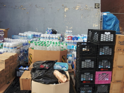 Picture taken of the goods being given out to victims of Hurricane Sandy at CPC in Staten Island, New York.