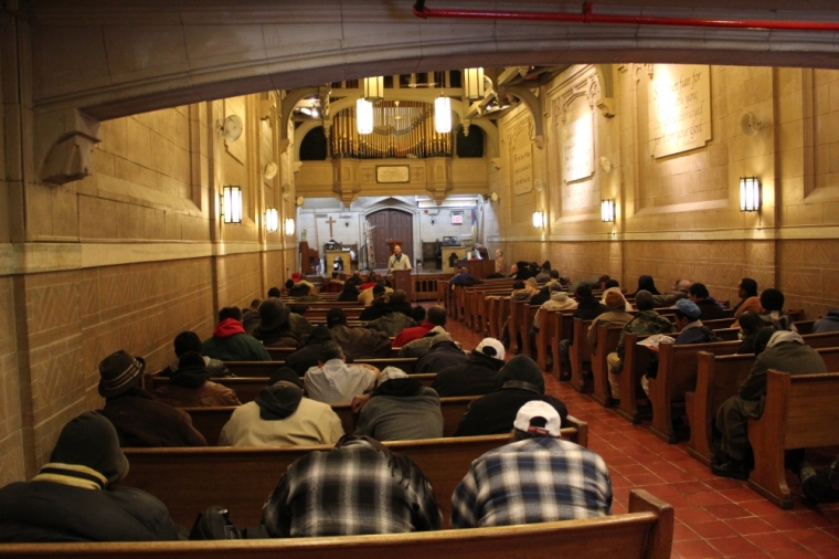 Guests attending service at The Bowery Mission Chapel in Lower Manhattan on Nov. 19, 2012.