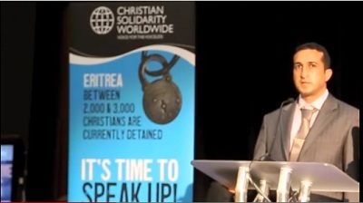 Iranian Pastor Youcef Nadarkhani speaks at Christian Solidarity Worldwide's National Conference in London, England on Nov. 10, 2012.