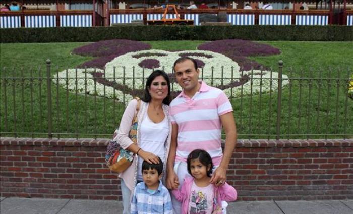 Iranian-American Pastor Saeed Abedini with his wife, Naghmeh, and his two children. While visiting his parents in Iran in July 2012, Abedini was arrested by the Iranian Revolutionary Guard for his previous Christian work in the country.