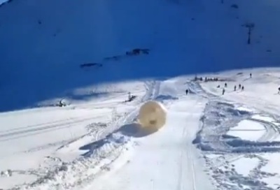 Russian inflatable ball ride, a.k.a 'zorbing' ride, goes wrong when giant ball veers off course in the mountains of southern Russia.