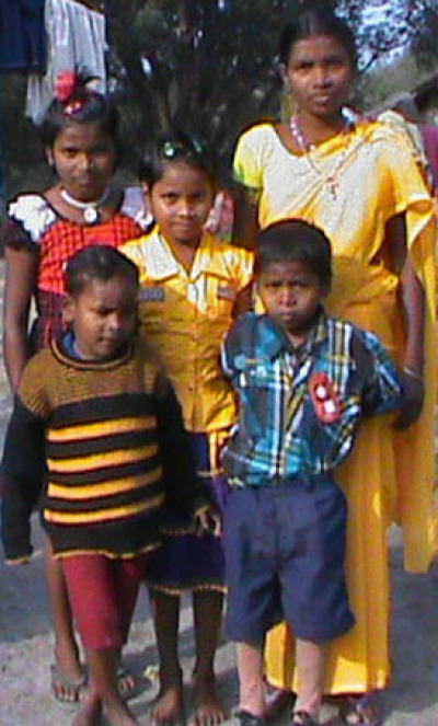 Widow and children of Baishakhu Pahari.
