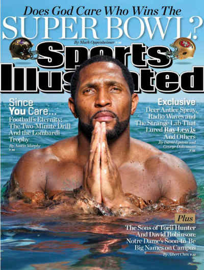 Committed Christian and Baltimore Ravens linebacker Ray Lewis features on the cover of the Jan. 29, 2013, issue of Sports Illustrated.