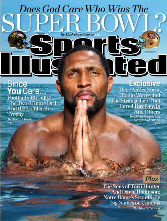 Committed Christian and Baltimore Ravens linebacker Ray Lewis features on the cover of the Jan. 29, 2013, issue of Sports Illustrated.