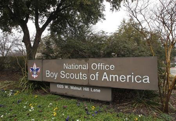 The Boy Scouts of America signage is pictured at its headquarters in Irving, Texas, February 5, 2013.