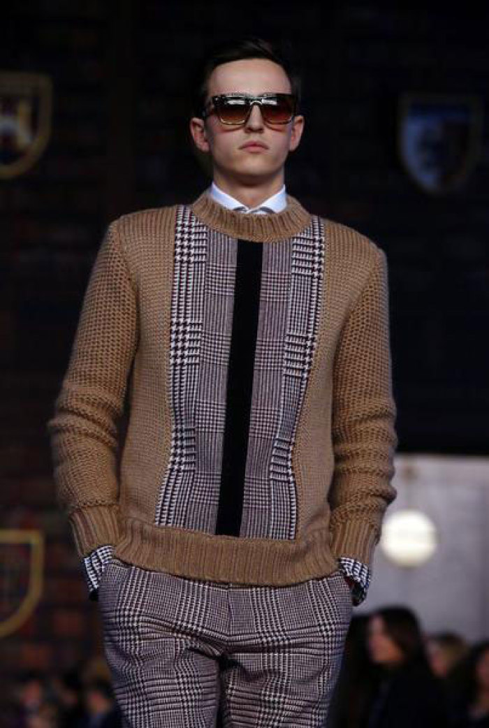 A model presents a creation from the Tommy Hilfiger Men's Autumn/Winter 2013 collection during New York Fashion Week, February 8, 2013.