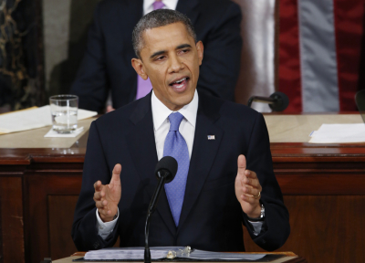 U.S. President Barack Obama delivers his State of the Union speech on Capitol Hill in Washington, February 12, 2013.