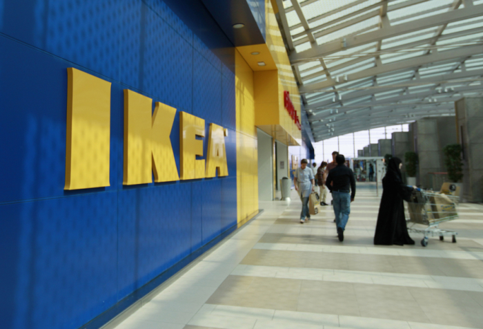 Customers walk near the entrance of an IKEA store in this January 22, 2013 file photo.