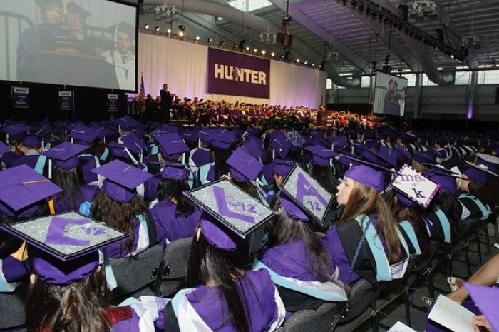 Students at a Hunter College graduation in New York City.