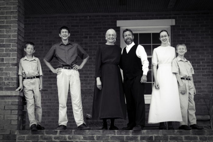 Mennonite Pastor, Kenneth Miller (3rd-right) and his family.