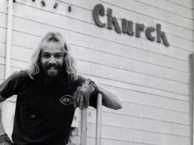 Laurie, seen in front of his church in Riverside in 1974. (FILE)