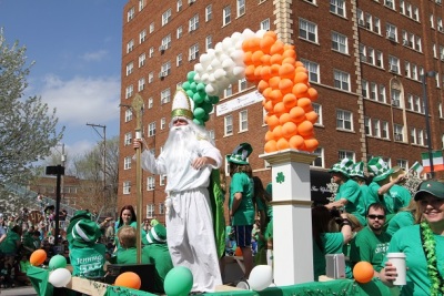 Saint Patrick float from St. Patrick's Day Parade at Kansas City, Missouri in 2012.