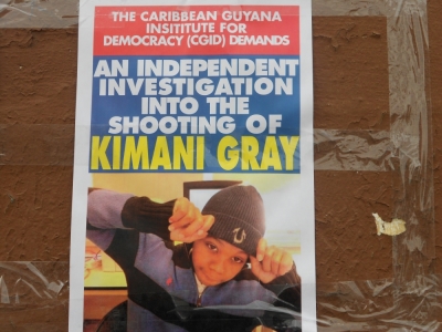 A picture of 16-year-old Kimani Gray at a memorial set up by residents of the East Flatbush community in Brooklyn, N.Y. Gray was shot dead by two undercover NYPD officers last Saturday.