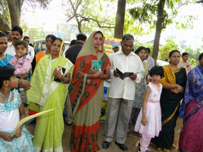 India residents gather at a church in rural East India to worship on Palm Sunday.
