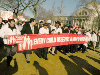 Leaders from different religious and racial backgrounds march from National Mall to the Supreme Court building in support of traditional marriage.