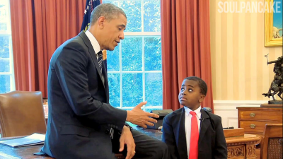 Kid President Robby Novak, 9, meets with President Obama on April 1.