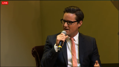 Jason Russell speaking at the Q Conference in Los Angeles, Calif., on Monday April 15, 2013.
